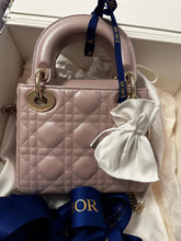 Load image into Gallery viewer, Dior Lady Dior Mini Lotus Pearlescent Lambskin GHW with detachable strap