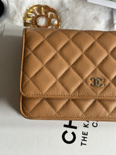 Load image into Gallery viewer, Chanel 23P Collection Caramel Dark Beige Caviar LGHW Classic Quilted Wallet on chain (WOC)