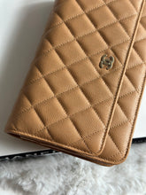 Load image into Gallery viewer, Chanel 23P Collection Caramel Dark Beige Caviar LGHW Classic Quilted Wallet on chain (WOC)