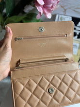Load image into Gallery viewer, Chanel 23P Collection Caramel Dark Beige Caviar LGHW Classic Quilted Wallet on chain (WOC)