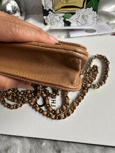 Load image into Gallery viewer, Chanel 23P Collection Caramel Dark Beige Caviar LGHW Classic Quilted Wallet on chain (WOC)