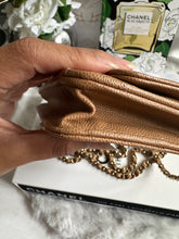 Load image into Gallery viewer, Chanel 23P Collection Caramel Dark Beige Caviar LGHW Classic Quilted Wallet on chain (WOC)