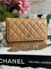 Load image into Gallery viewer, Chanel 23P Collection Caramel Dark Beige Caviar LGHW Classic Quilted Wallet on chain (WOC)