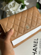 Load image into Gallery viewer, Chanel 23P Collection Caramel Dark Beige Caviar LGHW Classic Quilted Wallet on chain (WOC)
