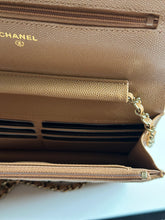 Load image into Gallery viewer, Chanel 23P Collection Caramel Dark Beige Caviar LGHW Classic Quilted Wallet on chain (WOC)