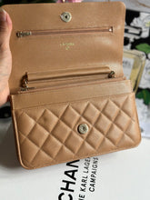 Load image into Gallery viewer, Chanel 23P Collection Caramel Dark Beige Caviar LGHW Classic Quilted Wallet on chain (WOC)