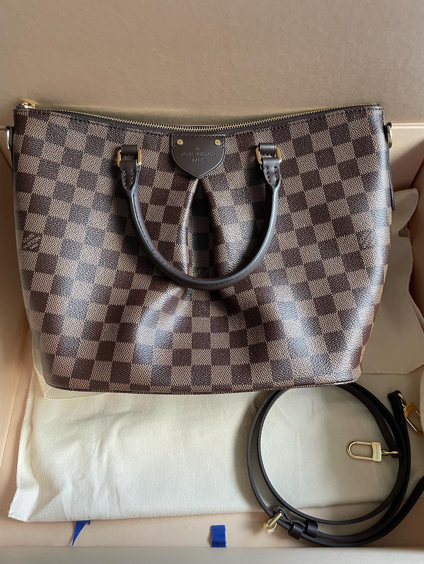 Louis Vuitton Siena MM Bag Damier Ebene Canvas Complete Boxed