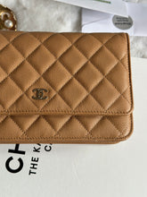 Load image into Gallery viewer, Chanel 23P Collection Caramel Dark Beige Caviar LGHW Classic Quilted Wallet on chain (WOC)