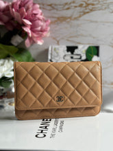 Load image into Gallery viewer, Chanel 23P Collection Caramel Dark Beige Caviar LGHW Classic Quilted Wallet on chain (WOC)