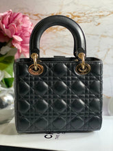 Load image into Gallery viewer, Dior Lady Dior Black Lambskin GHW Size Small with Black Leather Detachable Strap