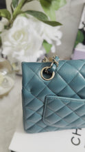 Load and play video in Gallery viewer, Chanel series 30 21C Collection Dark Teal/Turquoise Caviar LGHW Small Timeless Classic Double Flap Bag