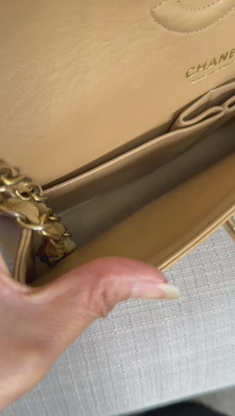 CHANEL Series 9 Vintage Dark Beige Caviar 24K GHW Medium Timeless Classic Double Flap Bag