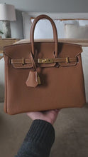 Load and play video in Gallery viewer, Hermes Birkin 25 Gold Togo Leather with GHW Stamp X (2016)
