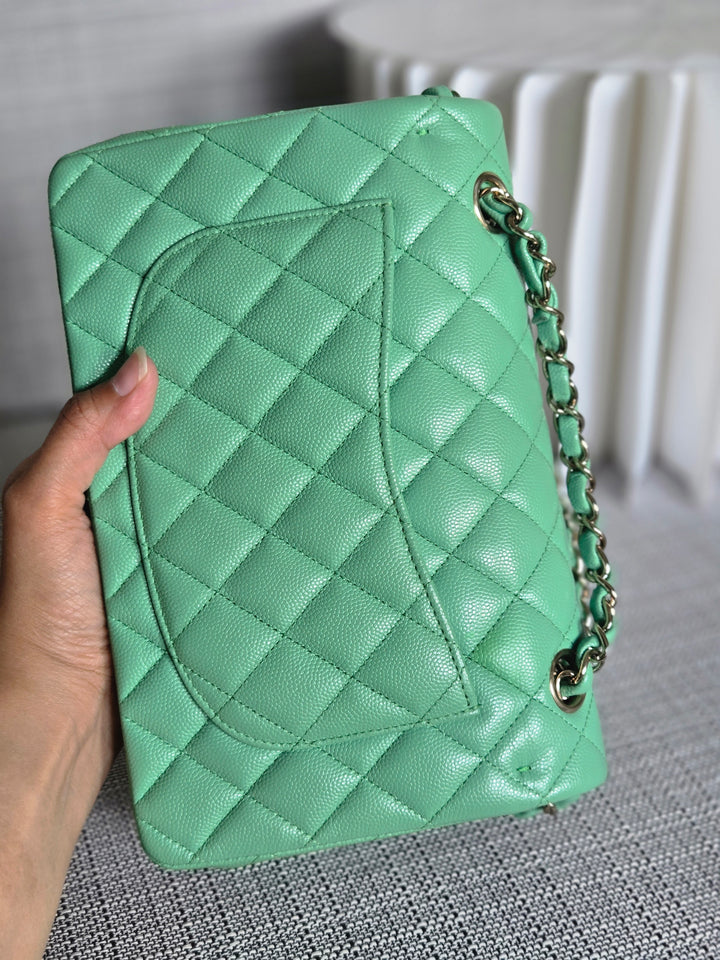 Chanel series 30 21P 2021 Collection Avocado Green Caviar Champagne Gold hardware Small Timeless Classic Double Flap Bag