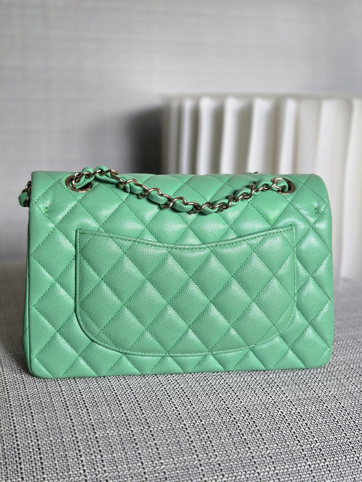 Chanel series 30 21P 2021 Collection Avocado Green Caviar Champagne Gold hardware Small Timeless Classic Double Flap Bag
