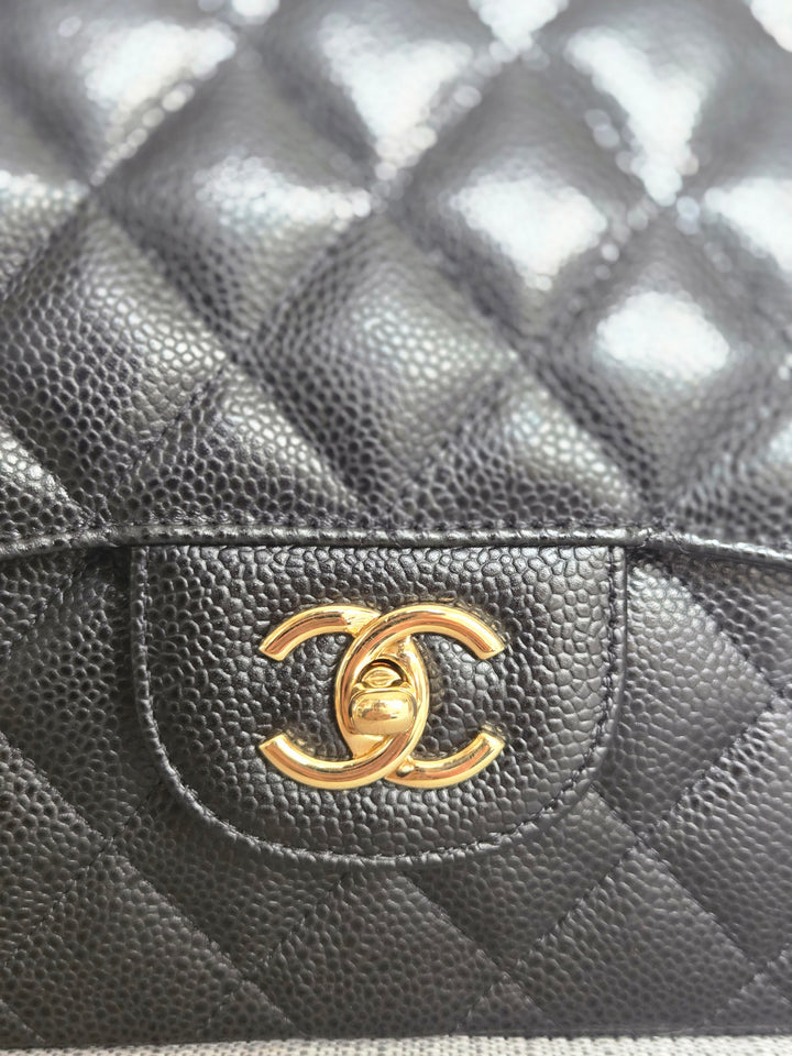Chanel series 24 Black Caviar GHW Jumbo Timeless Double Flap Bag