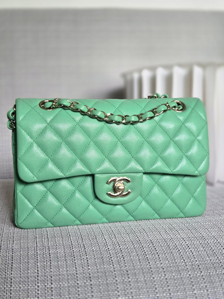 Chanel series 30 21P 2021 Collection Avocado Green Caviar Champagne Gold hardware Small Timeless Classic Double Flap Bag