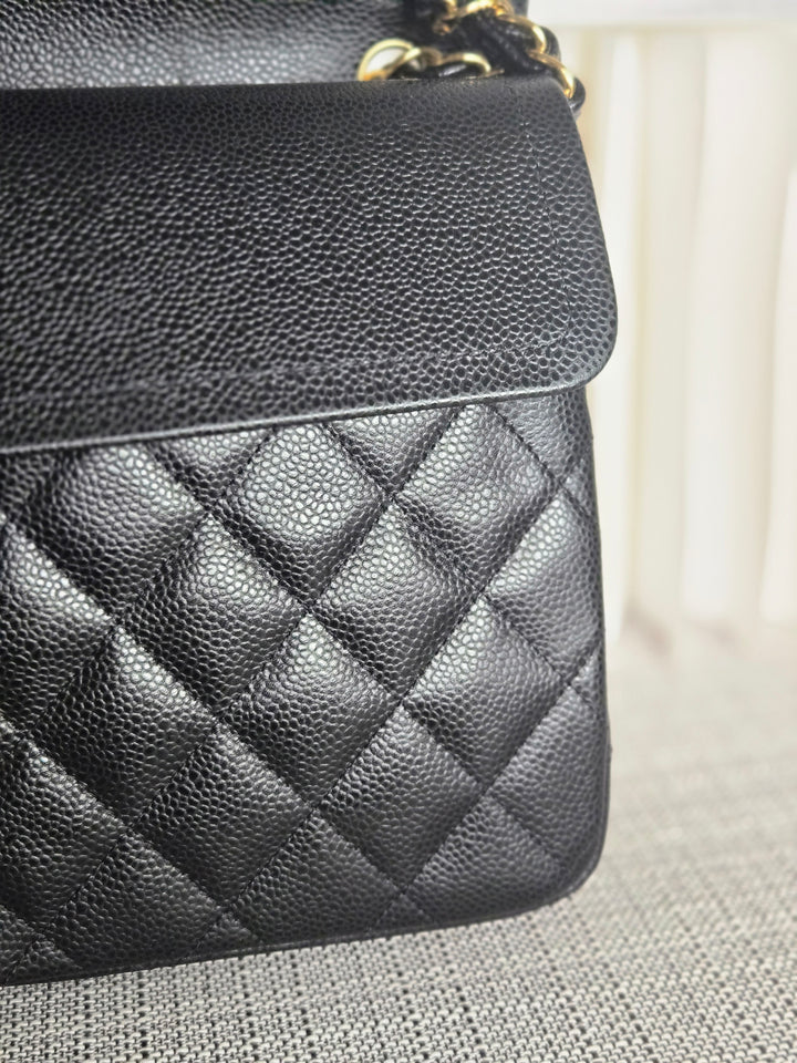Chanel series 24 Black Caviar GHW Jumbo Timeless Double Flap Bag