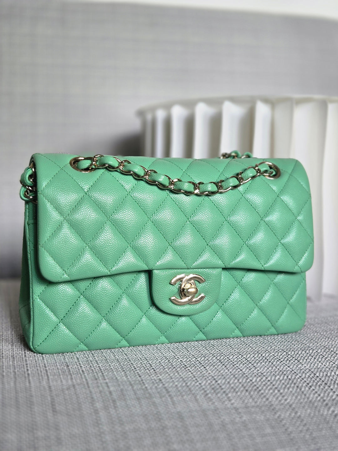 Chanel series 30 21P 2021 Collection Avocado Green Caviar Champagne Gold hardware Small Timeless Classic Double Flap Bag