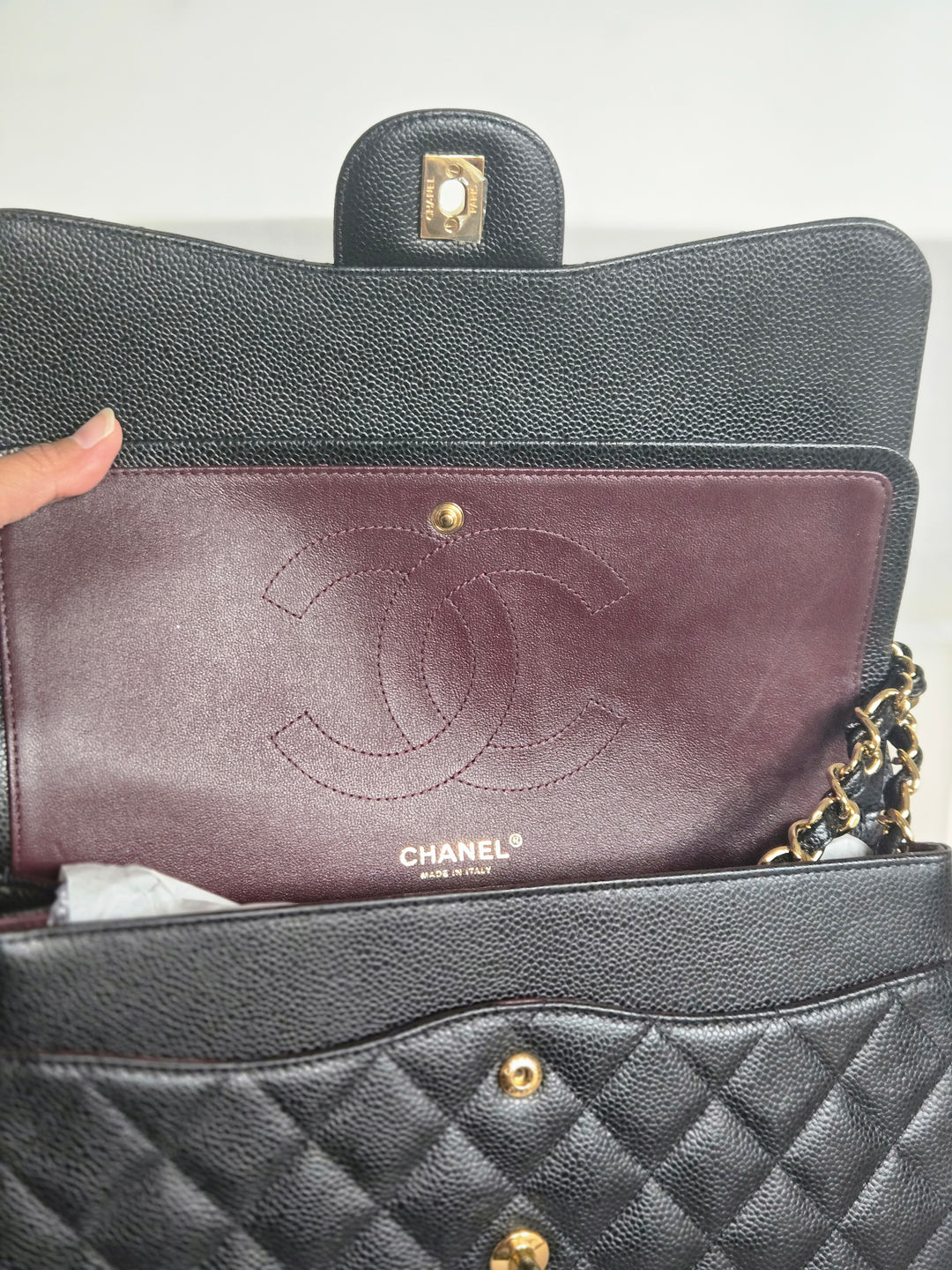 Chanel series 24 Black Caviar GHW Jumbo Timeless Double Flap Bag