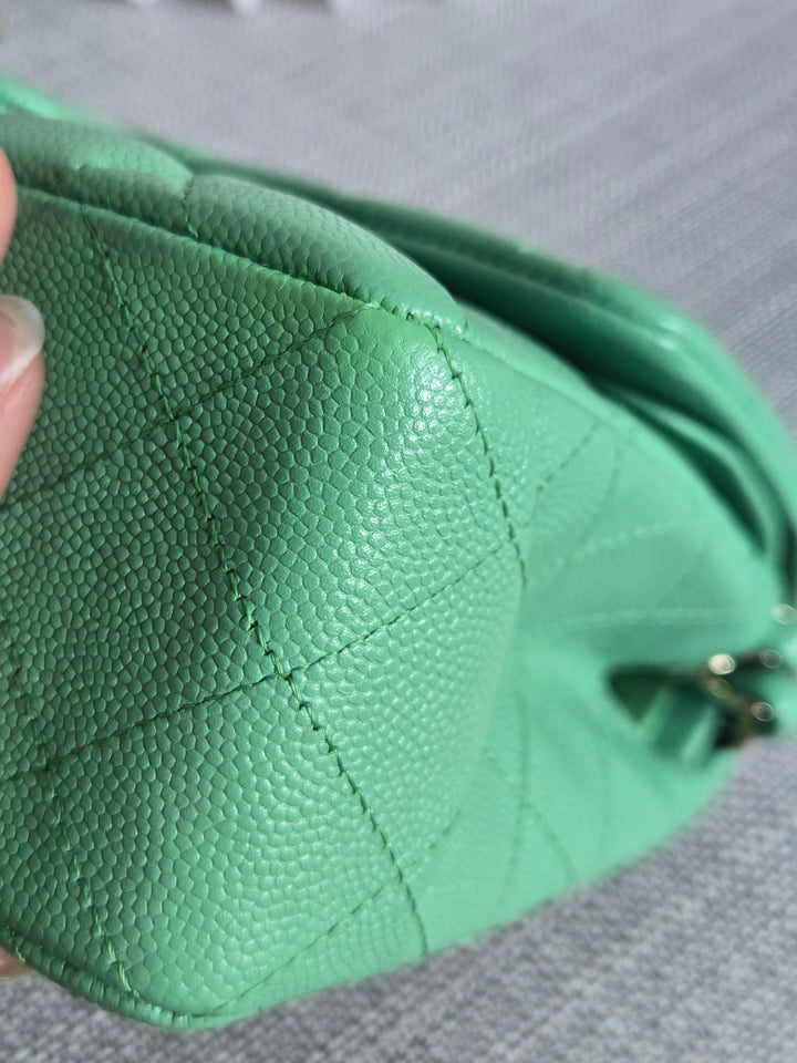 Chanel series 30 21P 2021 Collection Avocado Green Caviar Champagne Gold hardware Small Timeless Classic Double Flap Bag