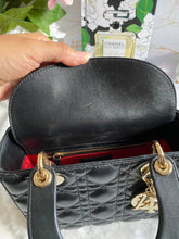 Load image into Gallery viewer, Dior Lady Dior Black Lambskin GHW Size Small with Black Leather Detachable Strap