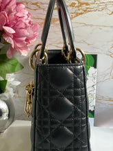Load image into Gallery viewer, Dior Lady Dior Black Lambskin GHW Size Small with Black Leather Detachable Strap