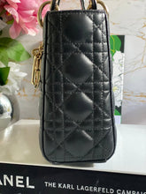 Load image into Gallery viewer, Dior Lady Dior Black Lambskin GHW Size Small with Black Leather Detachable Strap