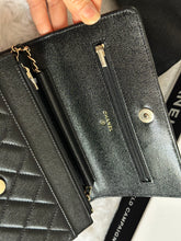 Load image into Gallery viewer, Chanel 22B Collection Black Caviar LGHW Classic Wallet on chain (WOC)