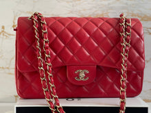 Load image into Gallery viewer, Chanel 19B Red Caviar LGHW Jumbo Timeless Classic Double Flap Bag