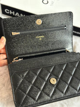 Load image into Gallery viewer, Chanel 22B Collection Black Caviar LGHW Classic Wallet on chain (WOC)