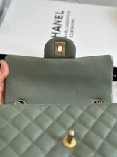 Load image into Gallery viewer, Chanel 18C iridescent Green Caviar aged GHW Mini rectangular flap bag
