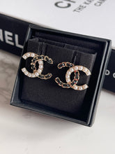 Load image into Gallery viewer, Chanel 22B Pearl and Leather CC Earrings
