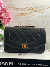 Load image into Gallery viewer, Chanel series 3 Black Lambskin 24K GHW Small Diana Flap Bag