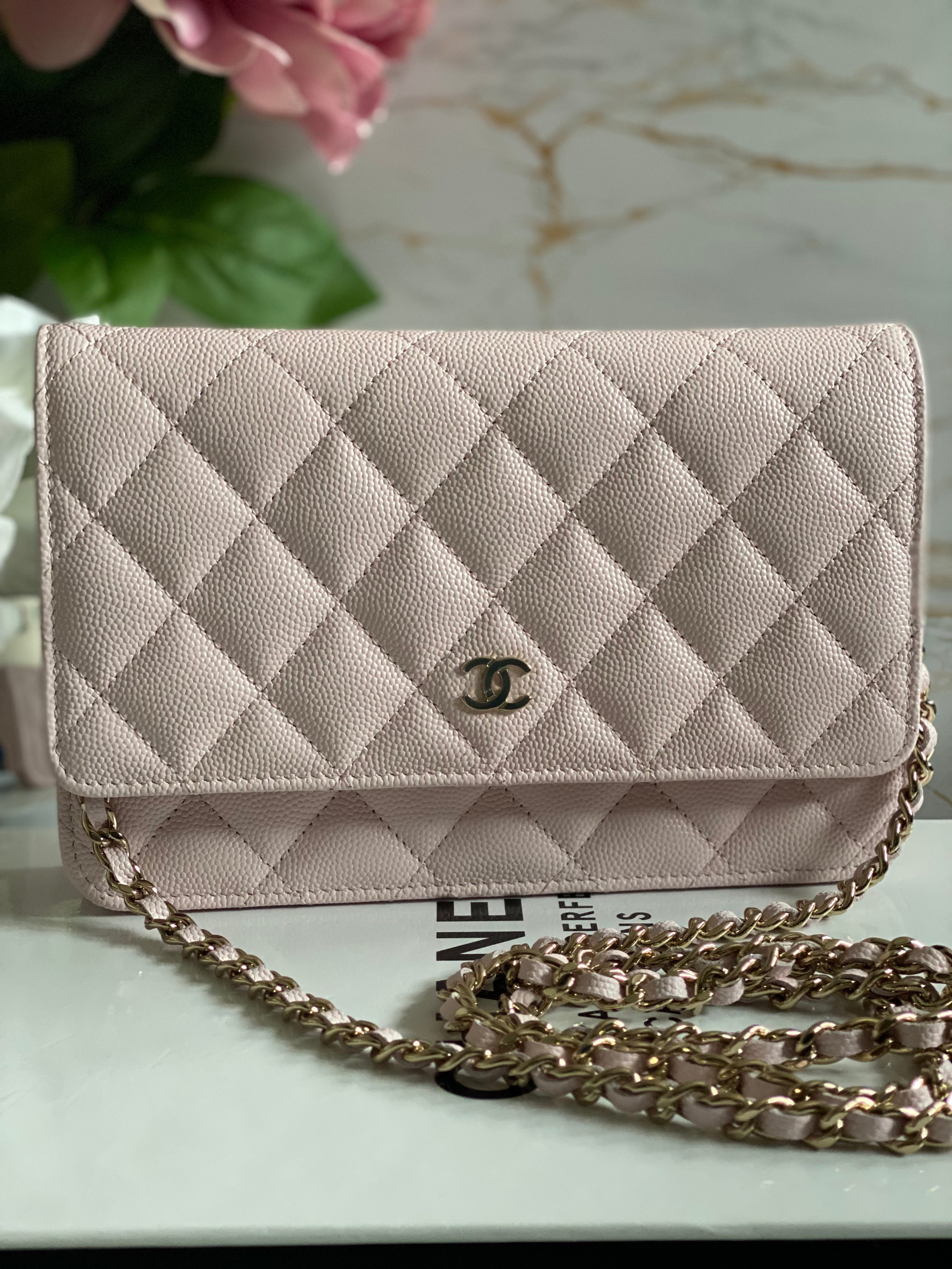 BNIB Chanel Classic Wallet On Chain 22P WOC Light Pink Caviar Crossbody  Wallet