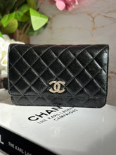 Load image into Gallery viewer, Chanel 22B Collection Black Caviar LGHW Classic Wallet on chain (WOC)