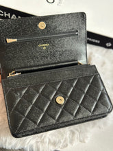 Load image into Gallery viewer, Chanel 22B Collection Black Caviar LGHW Classic Wallet on chain (WOC)