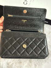 Load image into Gallery viewer, Chanel 22B Collection Black Caviar LGHW Classic Wallet on chain (WOC)