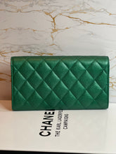Load image into Gallery viewer, Chanel 18S Emerald Green Caviar LGHW Full size (8 inches) Sarah Flap Wallet
