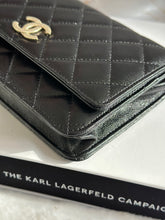 Load image into Gallery viewer, Chanel 22B Collection Black Caviar LGHW Classic Wallet on chain (WOC)