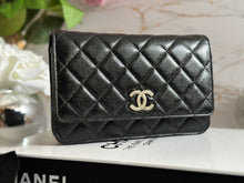Load image into Gallery viewer, Chanel 22B Collection Black Caviar LGHW Classic Wallet on chain (WOC)