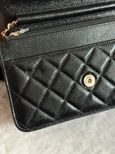 Load image into Gallery viewer, Chanel 22B Collection Black Caviar LGHW Classic Wallet on chain (WOC)