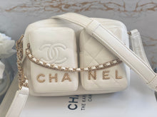 Load image into Gallery viewer, Chanel 22C White Calfskin GHW Small Camera Case Bag with Adjustable Strap