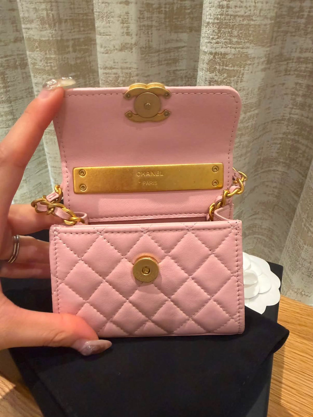CHANEL Pink Lambskin GHW Mini Vanity with top handle