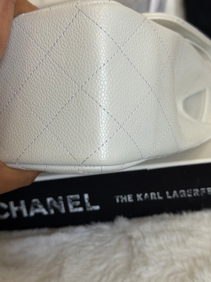 CHANEL White Caviar GHW Jumbo Double Flap Classic Bag 2010