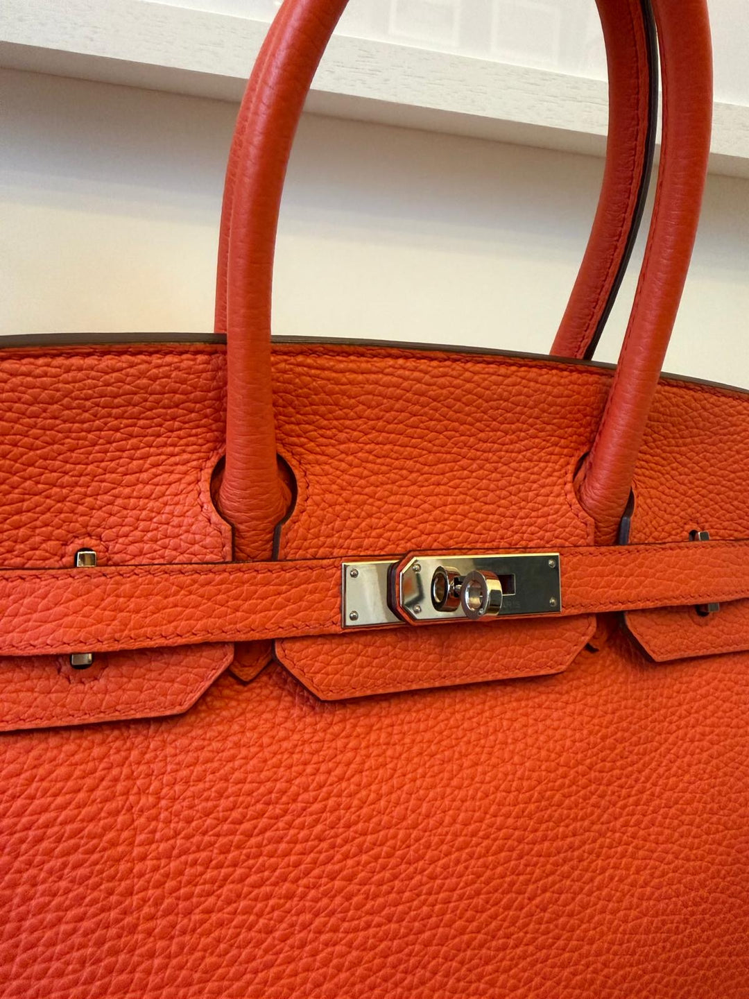 HERMES Birkin 30 Orange Togo Leather PHW