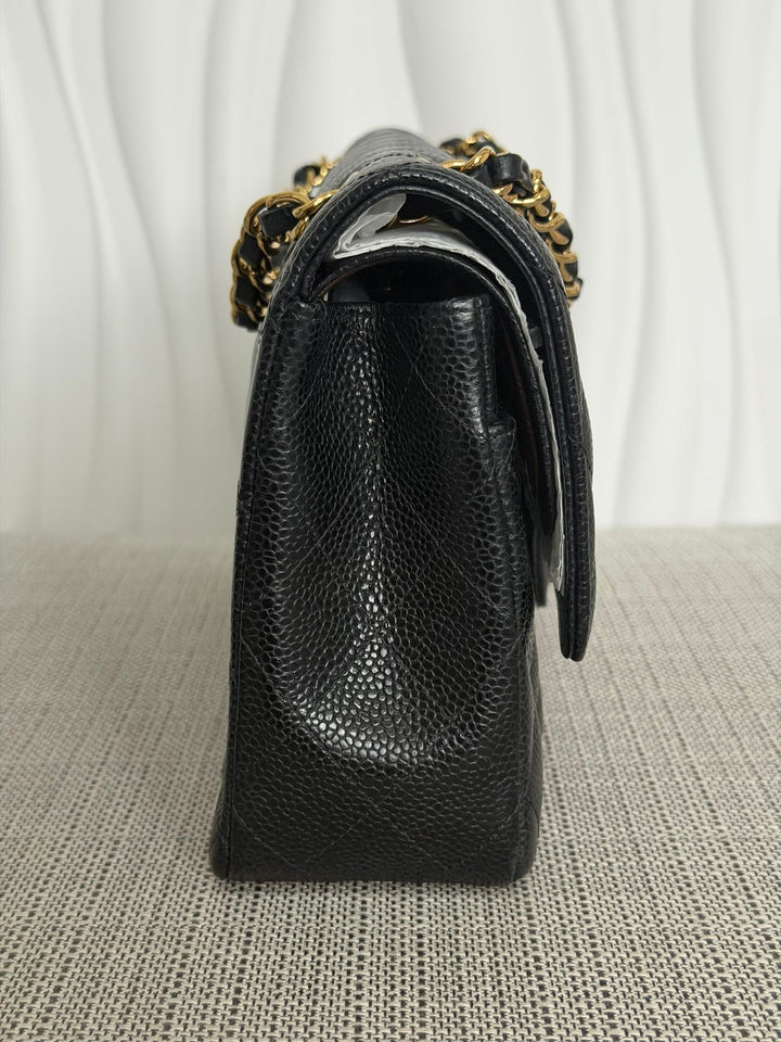 CHANEL Series 24 2017 Black Caviar GHW Medium M/L 11.12 Timeless Classic Double Flap Bag