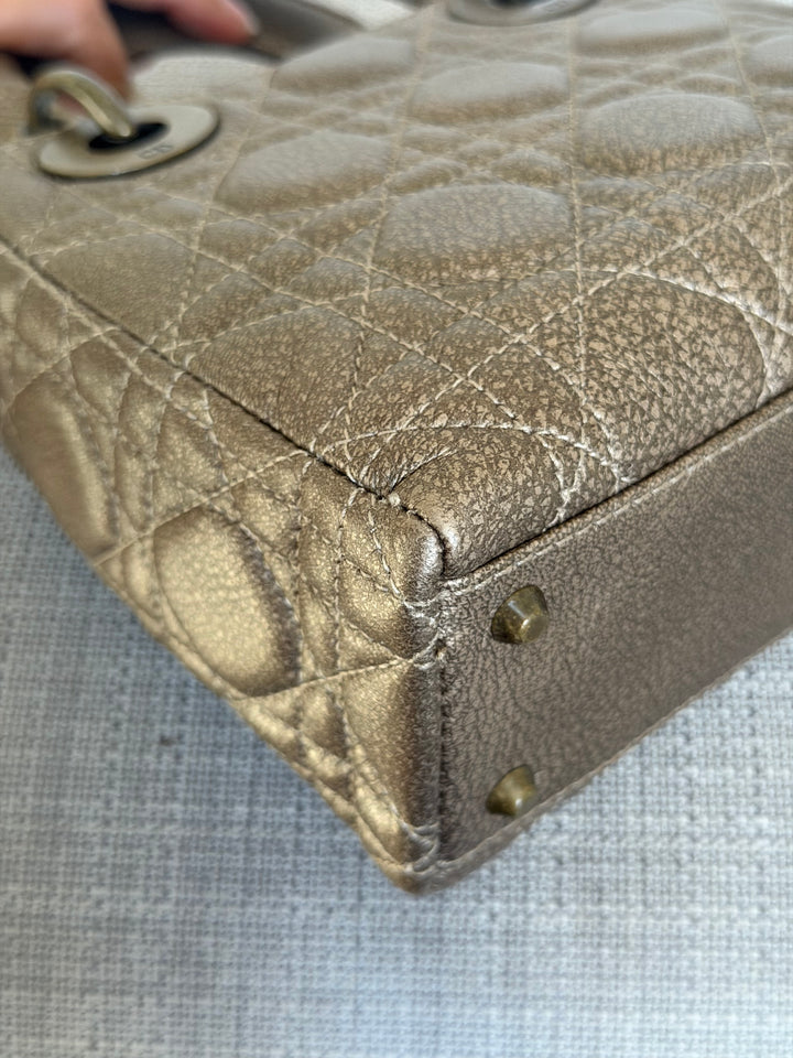 Dior Lady Dior Mini In Bronze Lambskin Bronze Hardware 2007