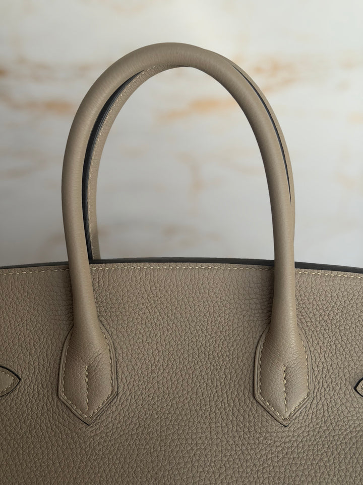 Hermès Gris Tourterelle Togo Leather PHW Birkin 30 Stamp T 2015