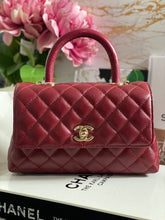 Load image into Gallery viewer, Chanel 21A 2021 Fall/Winter collection Burgundy caviar LGHW Coco Handle Flap Bag size Small with detachable Shoulder Strap
